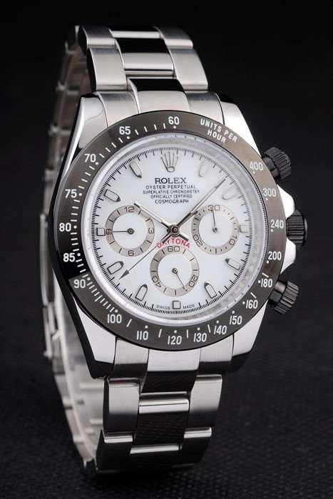 Rolex Daytona Stainless Steel Black Enameled White Dial