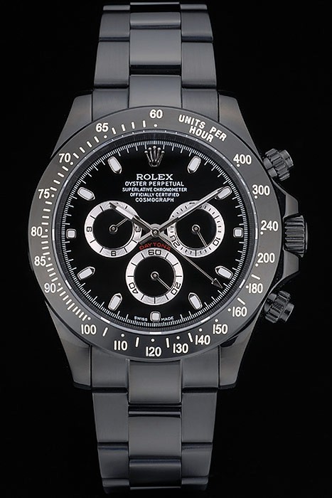 Rolex Daytona Black Ion Plated Tachymeter Black Stainless Steel Strap Black Dial 80247