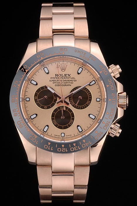 Rolex Daytona Ion Plated Tachymeter Rose Gold Strap Rose Gold Dial 80244