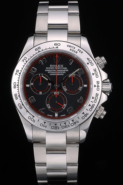 Swiss Rolex Daytona Stainless Steel Bracelet Black Dial 80296