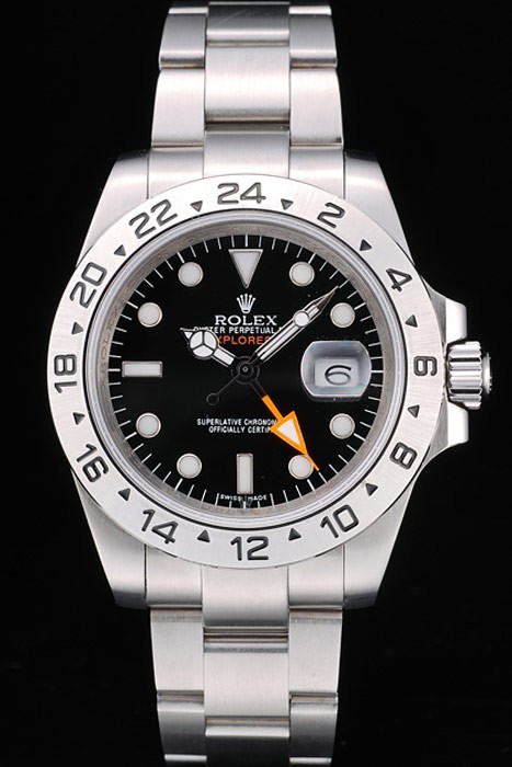 Rolex Swiss Explorer Stainless Steel Bezel Black Dial Tachymeter