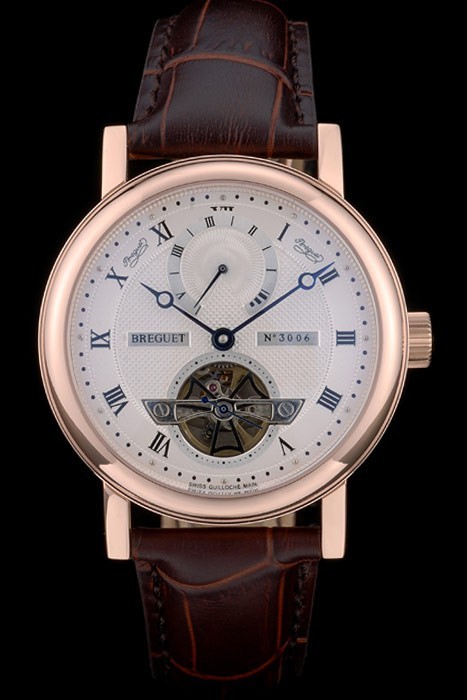 Breguet Classique Complications Rose Gold Case Dark Brown Leather Strap 80154