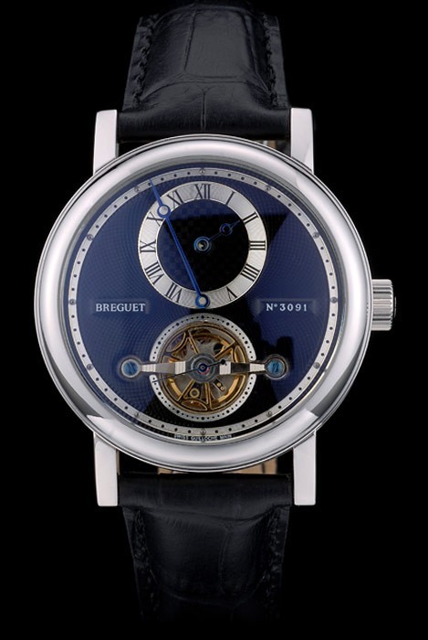 Breguet Classique Complications Stainless Steel Case Black Leather Strap 80158