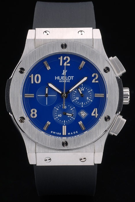 Hublot Big Bang Black Rubber Strap Blue Checkered Dial 80199