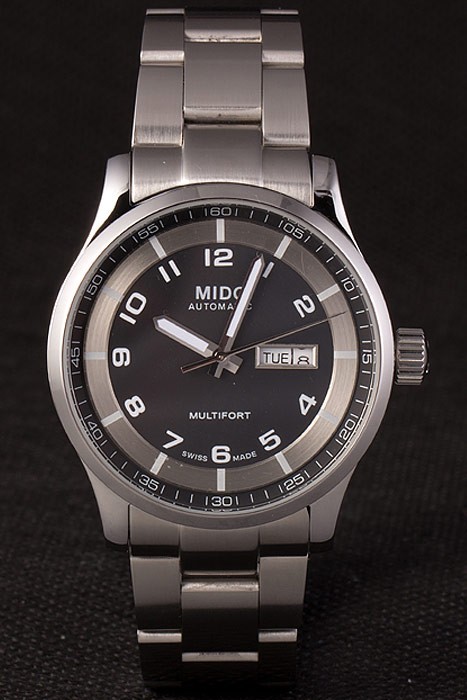 Mido Multifort Stainless Steel Strap Black-Silver Dial 80294