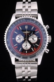 Breitling Certifie Polished Silver Stainless Steel Strap Black Dial Chronograph 80173