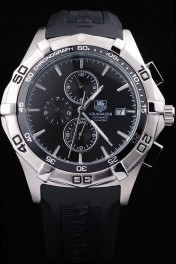 Tag Heuer Aquaracer Tachymeter Bezel Black Dial Black Rubber Strap