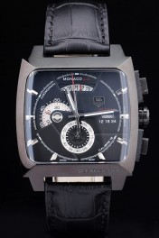 Tag Heuer Monaco Black Ceramic Case Black Dial Black Leather Strap