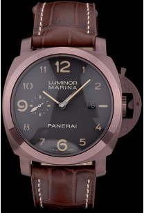 Panerai  Luminor Brown Leather Strap Black Dial 80161