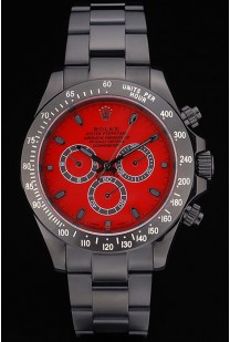 Rolex Daytona Black Ion Plated Tachymeter Black Stainless Steel Strap Red Dial 80248