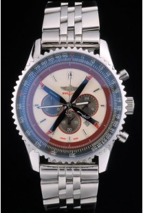 Breitling Certifie Polished Silver Stainless Steel Strap Beige Dial Chronograph 80174