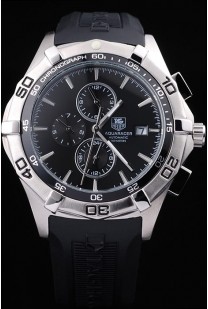 Tag Heuer Aquaracer Tachymeter Bezel Black Dial Black Rubber Strap