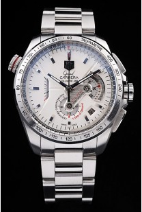Tag Heuer Swiss Carrera Tachymeter Bezel Stainless Steel White Dial