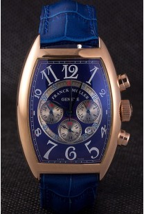 Franck Muller Casablanca Blue Croco Leather Strap Blue Dial 80278