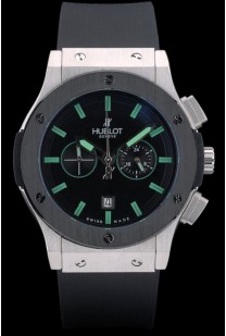 Hublot Big Bang Black Rubber Strap Black Dial Green Pointers 80194