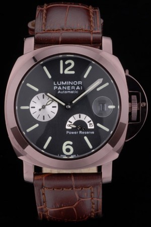 Panerai  Luminor Brown Leather Strap Black Dial 80163