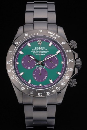 Rolex Daytona Black Ion Plated Tachymeter Black Stainless Steel Strap Green Dial 80246