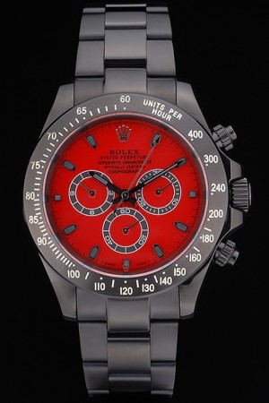 Rolex Daytona Black Ion Plated Tachymeter Black Stainless Steel Strap Red Dial 80248