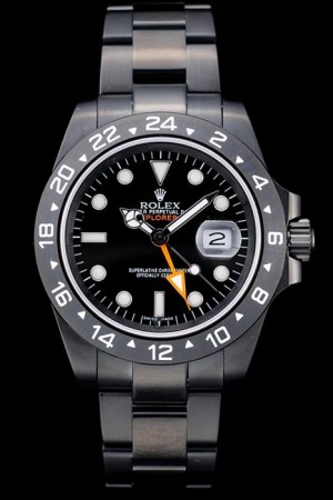 Repliche Rolex Explorer nero lunetta in ceramica quadrante nero tachimetro