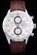 Tag Heuer Swiss Carrera Tachymeter Bezel Dark Brown Leather Strap White Dial